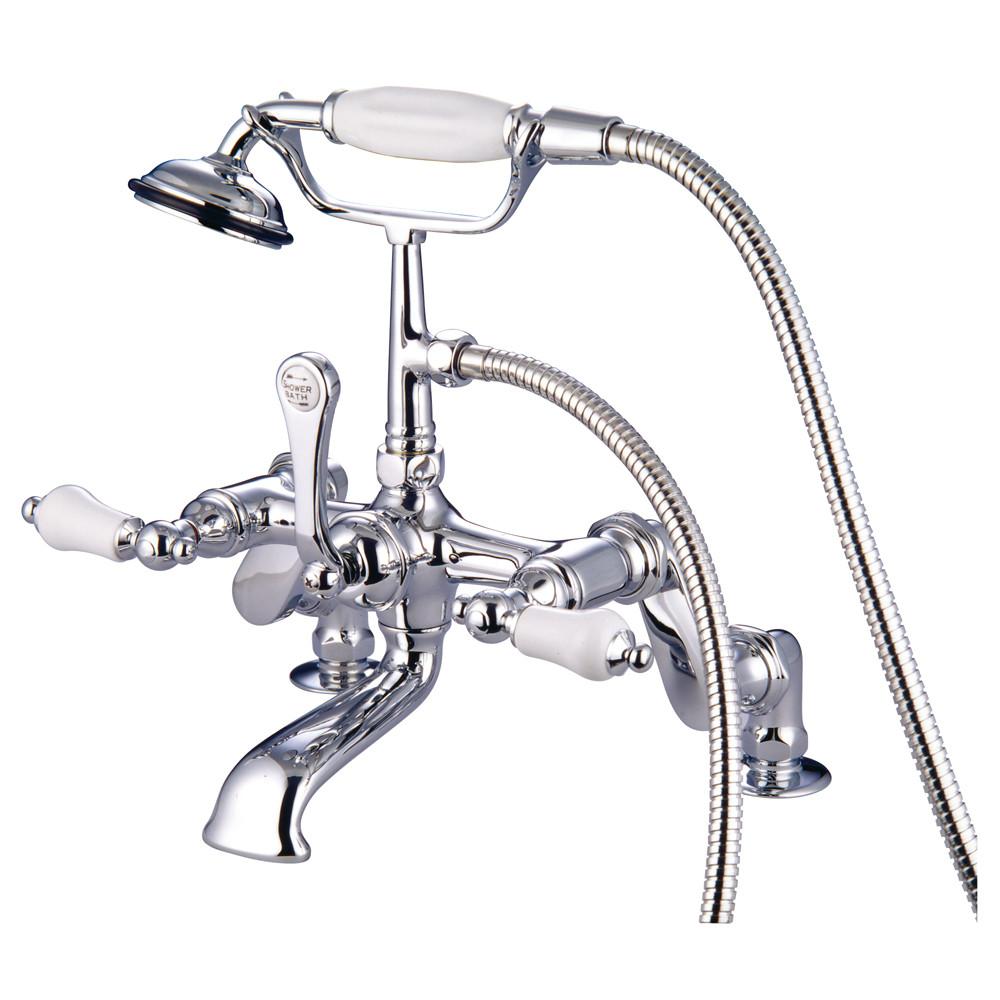 Kingston Brass Chrome Deck Mount Clawfoot Tub Faucet w Hand Shower CC656T1