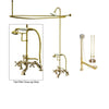 Polished Brass Clawfoot Tub Faucet Shower Kit with Enclosure Curtain Rod 657T2CTS