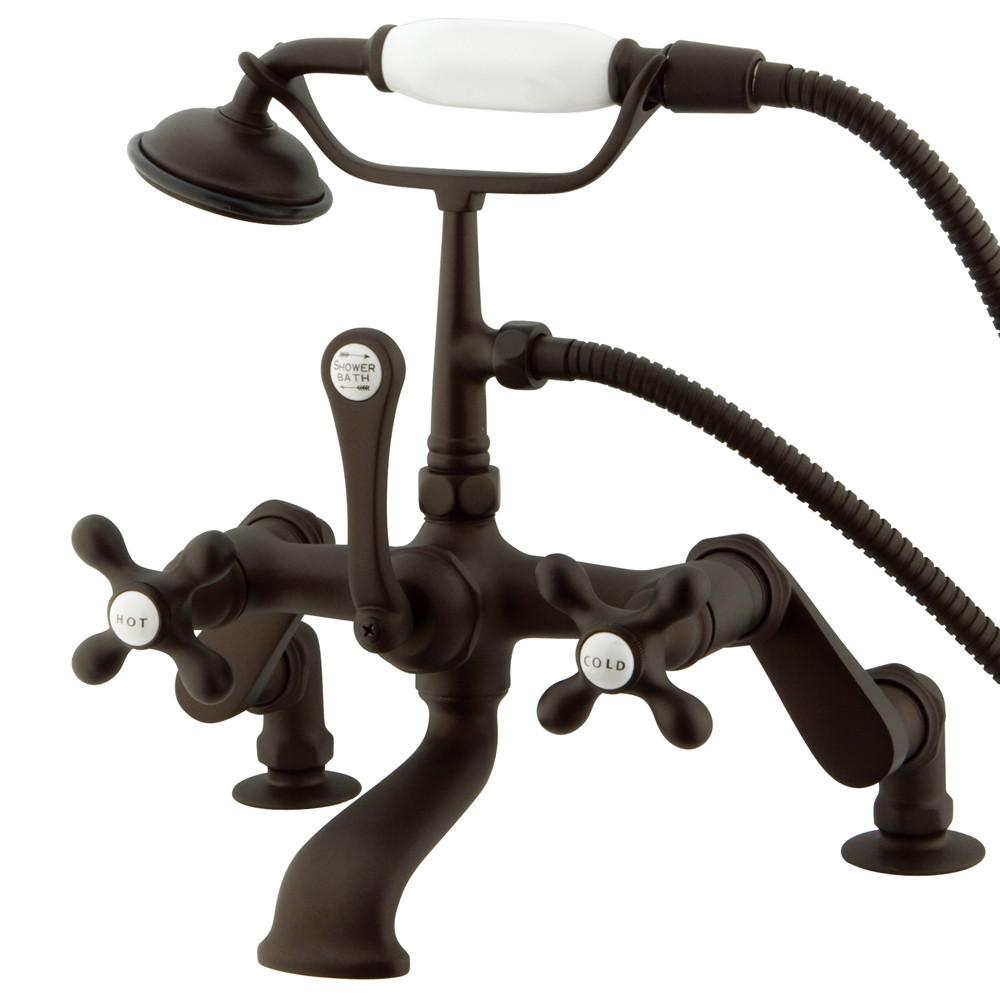 Kingston Oil Rubbed Bronze Deck Mount Clawfoot Tub Faucet w Hand Shower CC657T5