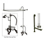 Oil Rubbed Bronze Clawfoot Tub Shower Faucet Kit with Enclosure Curtain Rod 659T5CTS