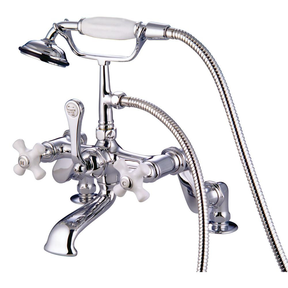 Kingston Chrome Deck Mount Clawfoot Tub Filler Faucet with Hand Shower CC660T1
