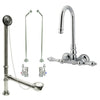 Chrome Wall Mount Clawfoot Tub Filler Faucet Package Supply Lines & Drain CC72T1system