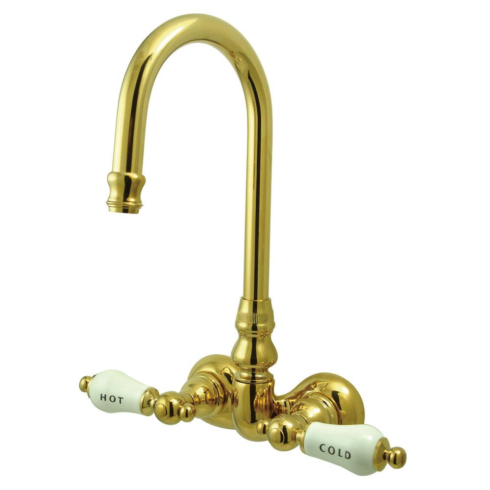 Kingston Brass Polished Brass Wall Mount Clawfoot Tub Filler Faucet CC73T2