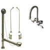 Satin Nickel Wall Mount Clawfoot Bathtub Faucet Package Supply Lines & Drain CC75T8system
