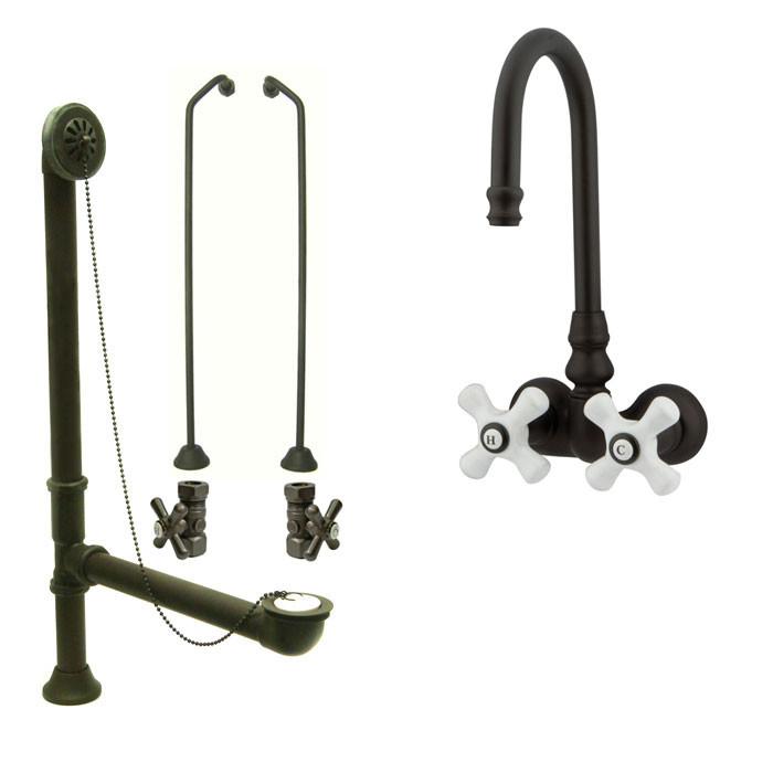 Oil Rubbed Bronze Wall Mount Clawfoot Bathtub Faucet Package CC79T5system