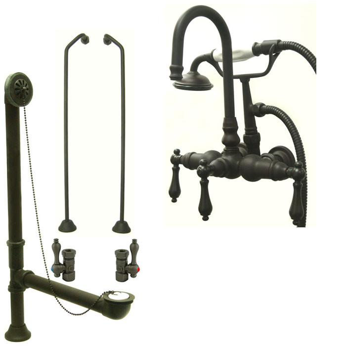 Oil Rubbed Bronze Wall Mount Clawfoot Bathtub Faucet w Hand Shower Package CC7T5system