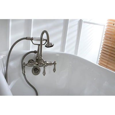 Kingston Satin Nickel Wall Mount Clawfoot Tub Faucet with Hand Shower CC7T8
