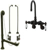 Oil Rubbed Bronze Wall Mount Clawfoot Tub Faucet Package Supply Lines & Drain CC85T5system