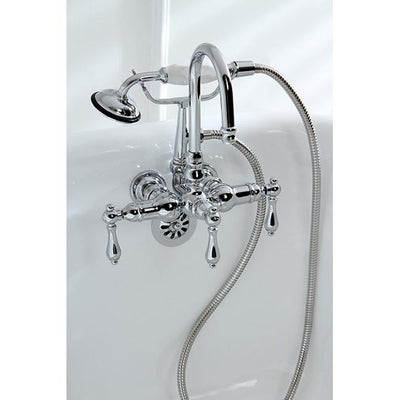 Kingston Chrome Wall Mount Clawfoot Tub Filler Faucet with Hand Shower CC8T1