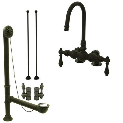 Oil Rubbed Bronze Deck Mount Clawfoot Tub Faucet Package Supply Lines & Drain CC91T5system