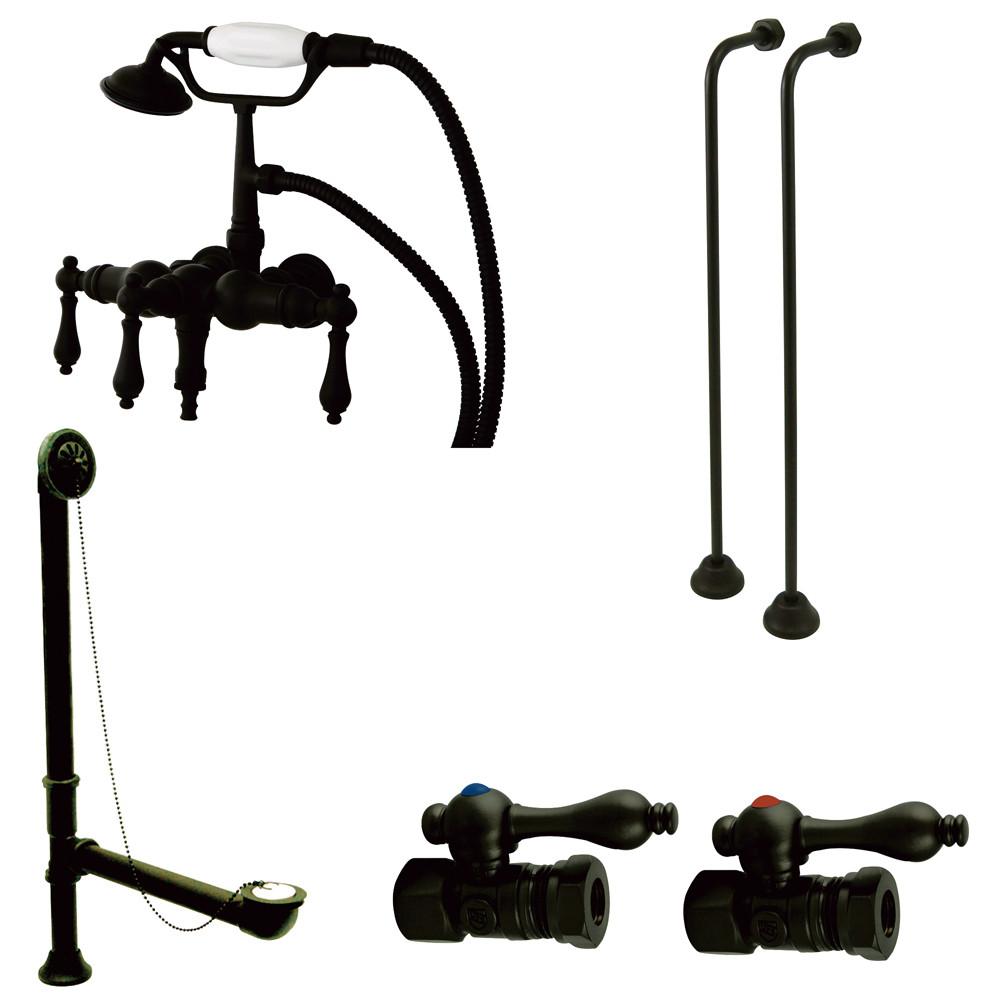 Oil Rubbed Bronze Wall Mount Clawfoot Tub Faucet w Hand Shower Package CCK19T5A