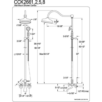 Kingston Brass Chrome Clawfoot Tub Faucet Shower Combination CCK2661