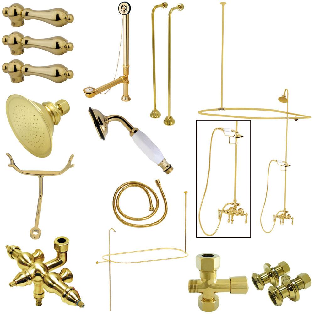 Kingston Polished Brass Clawfoot Tub Faucet Package with Supply Lines CCK3142AL
