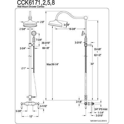 Kingston Brass Satin Nickel Clawfoot Tub Faucet Shower Combination CCK6178