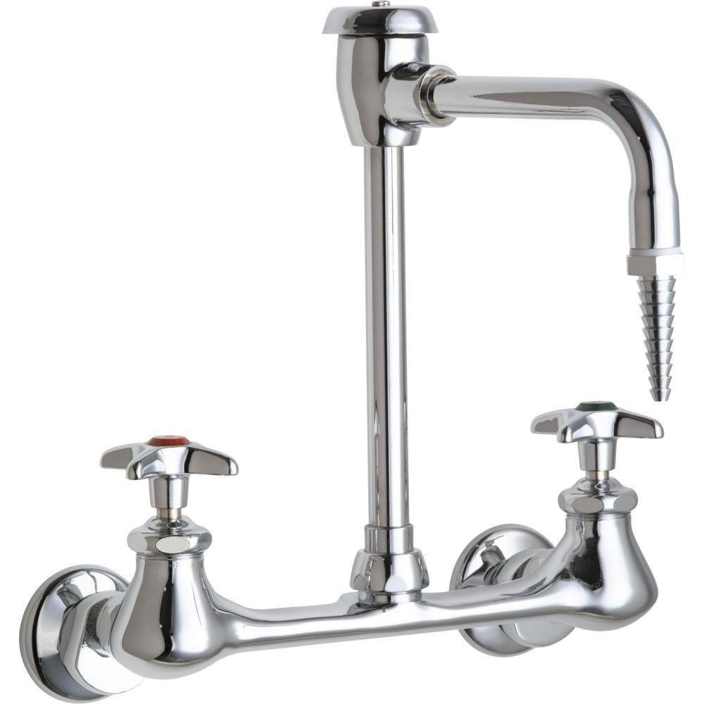 Chicago Faucets Wall Mount 2 Handle Mid Arc Laboratory Faucet In Chrom   CF 419885 204474418 