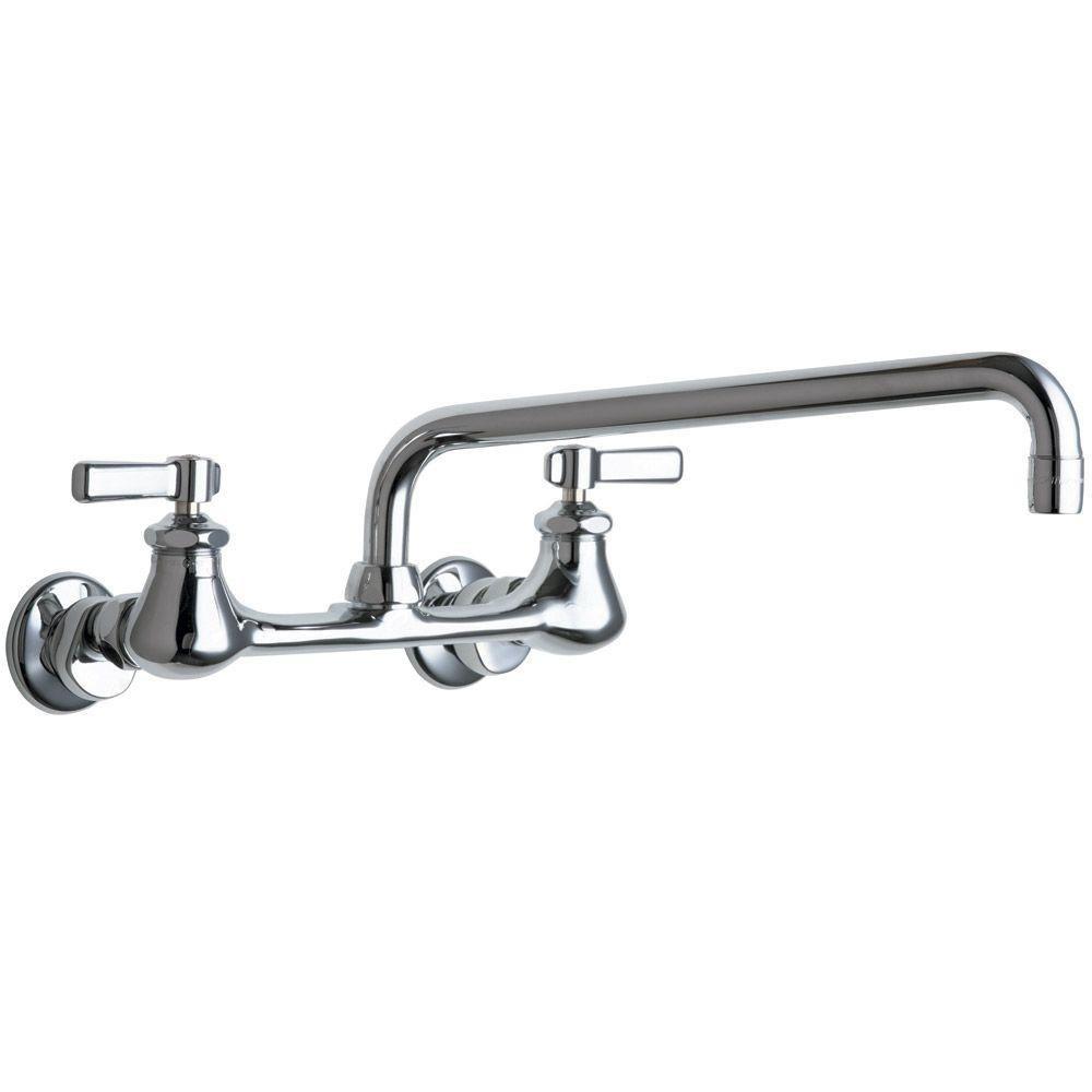 Chicago Faucets 2-Handle Kitchen Faucet in Chrome with 12 inch L Type Swing Spout 519444