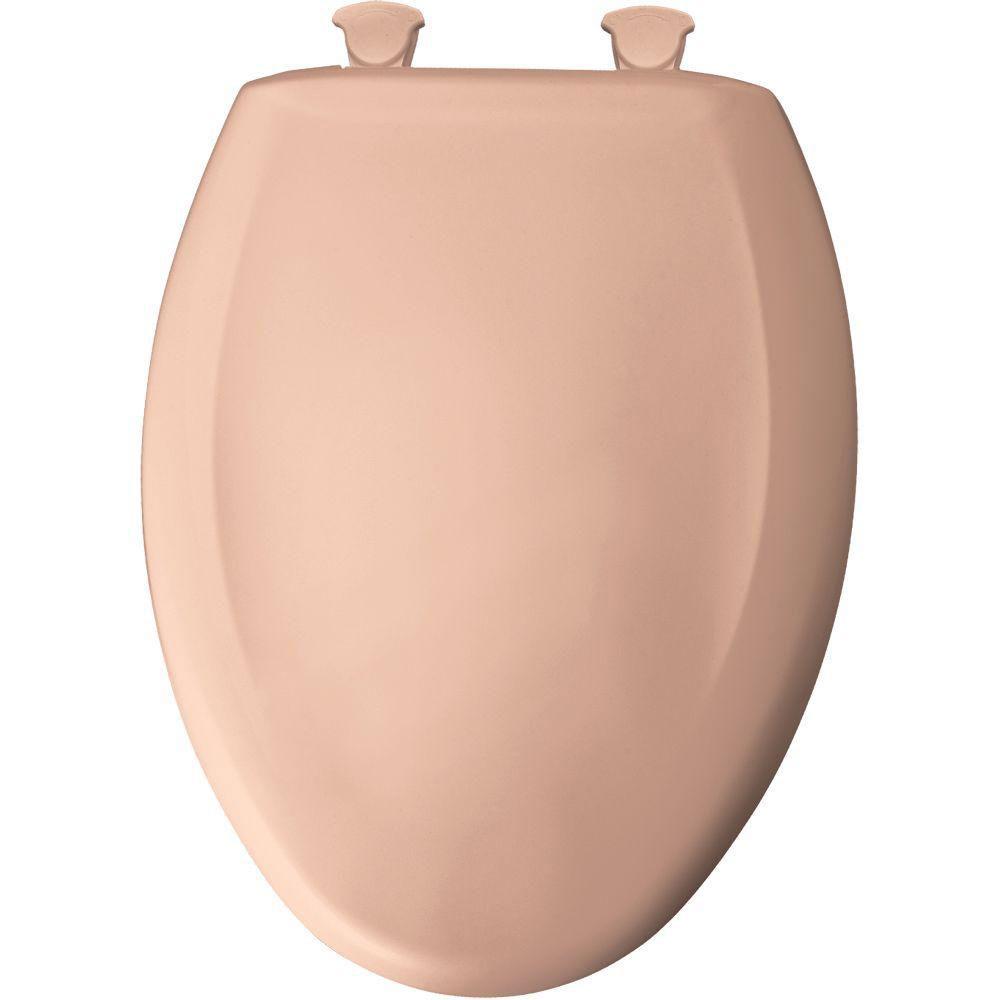 Bemis Slow Close STA-TITE Elongated Closed Front Toilet Seat in Peach Blossom 439737