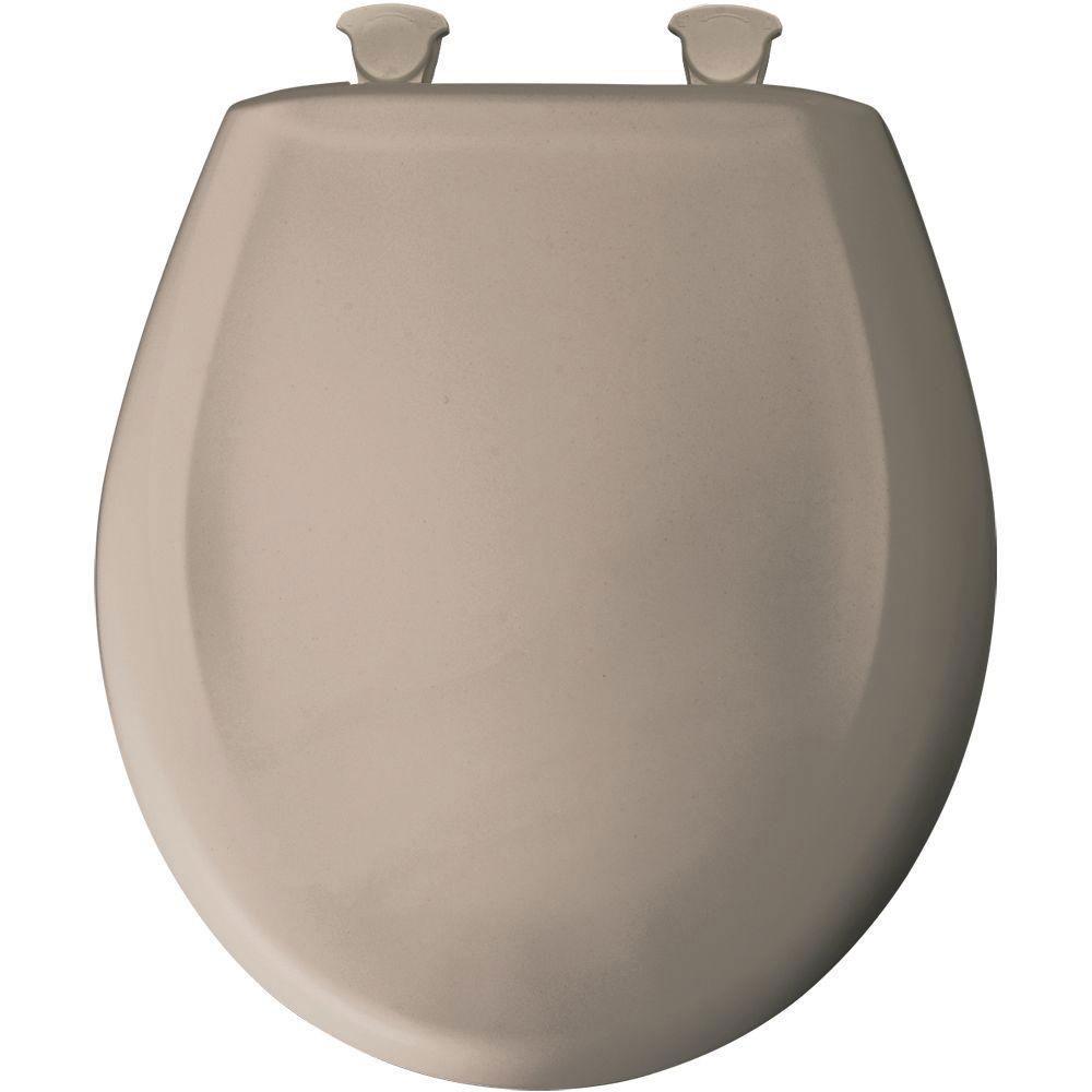 Bemis Slow Close STA-TITE Round Closed Front Toilet Seat in Fawn Beige 529686