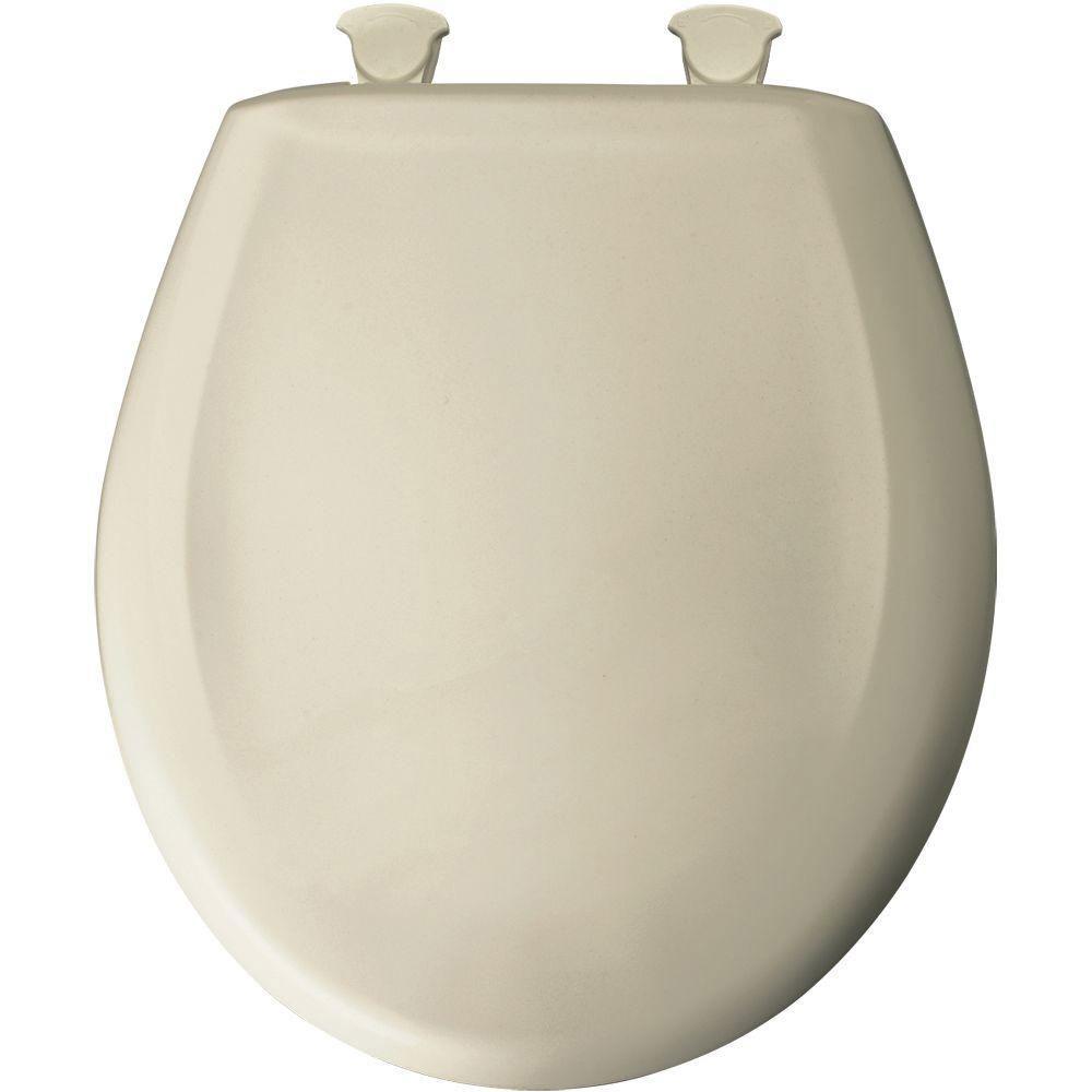 Bemis Slow Close STA-TITE Round Closed Front Toilet Seat in Almond 529698
