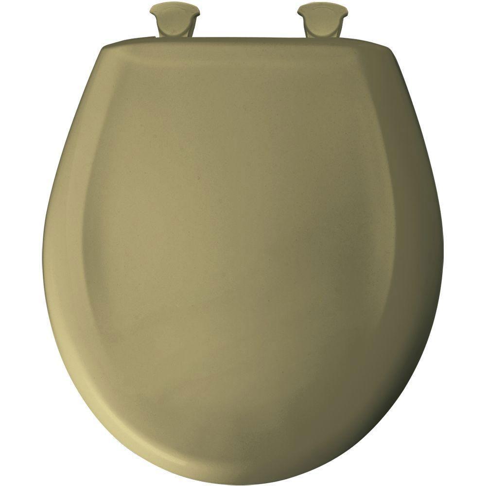 Bemis Slow Close STA-TITE Round Closed Front Toilet Seat in Avocado Brown 539565