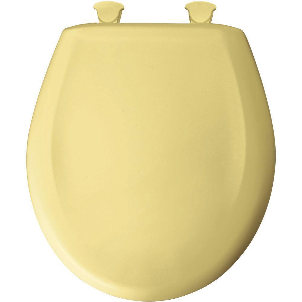 Bemis Slow Close STA-TITE Round Closed Front Toilet Seat in Creamy Yellow 585649