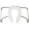 Bemis MA2155T 000 Medic-Aid Plastic Open Front Less Cover Toilet Seat with Safety Side Arms and STA-TITE Commercial Fastening System, Elongated, White 766243