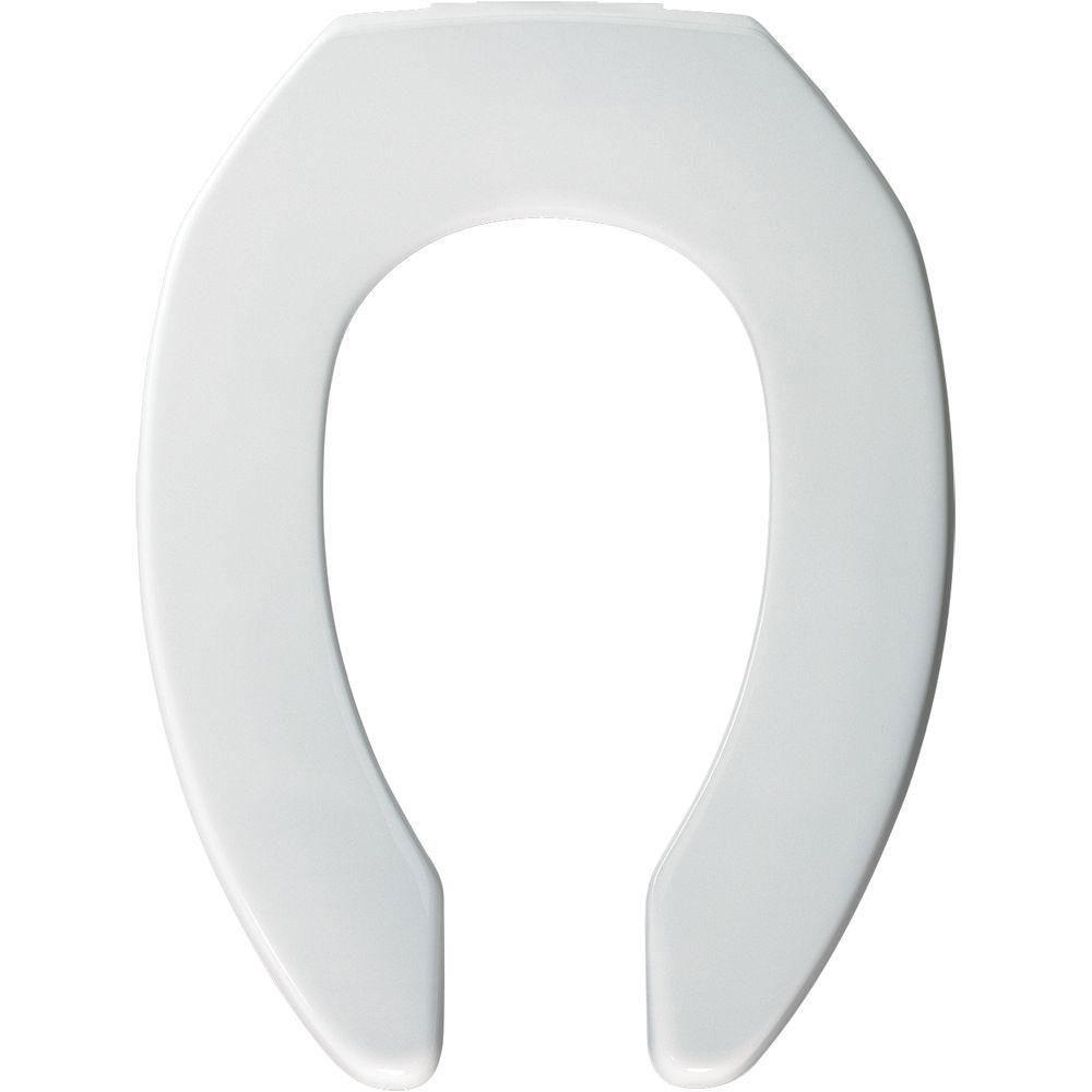 Bemis 2L2155T 000 Medic-Aid Plastic 2-inch Lift Open Front Less Cover Toilet Seat with STA-TITE Commercial Fastening System, Elongated, White 819154