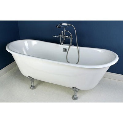 67" Cast Iron Double Slipper Clawfoot Tub and Chrome Tub Faucet Package CTP01