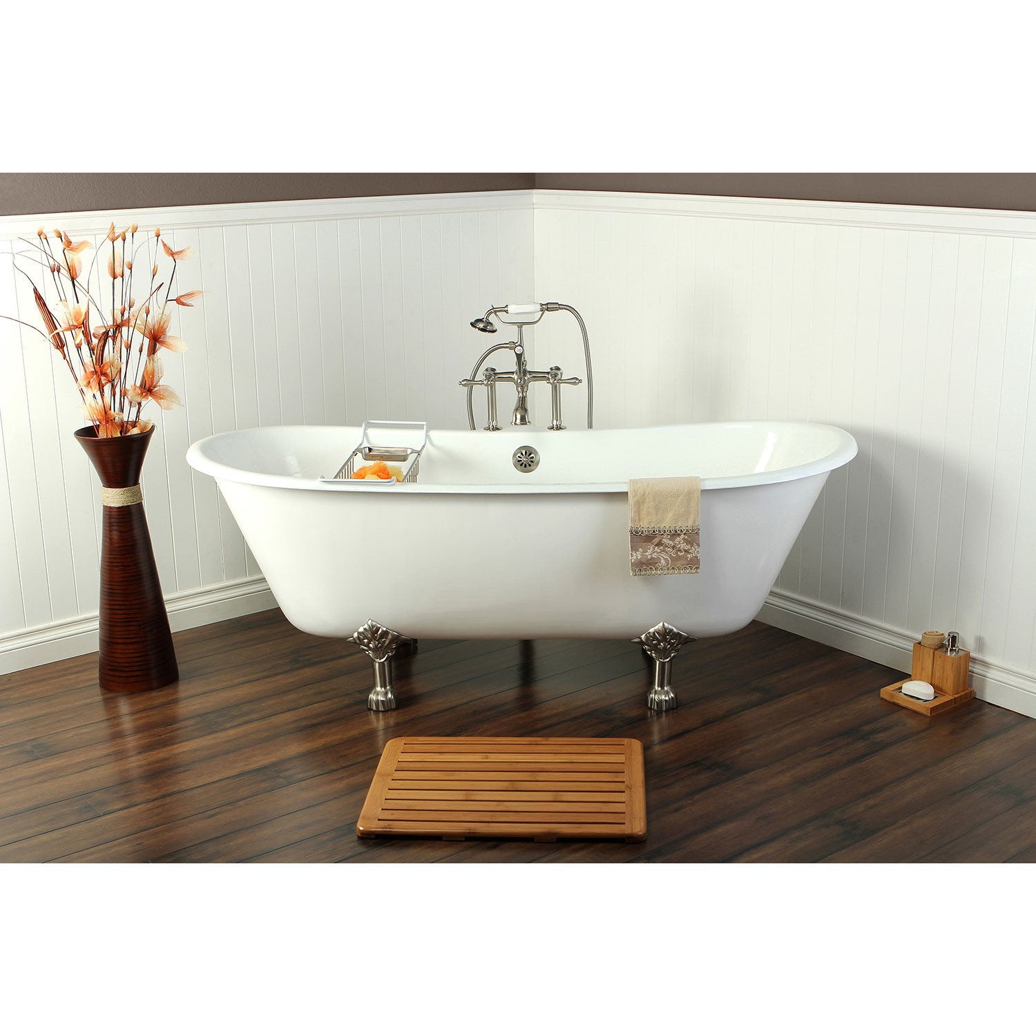 Kingston Brass Claw Foot Bathtub Caddy in Brushed Nickel