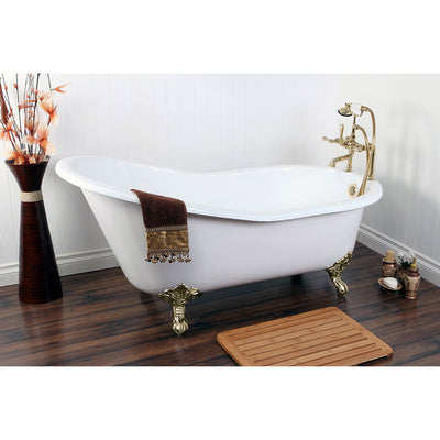 61" Clawfoot Tub with Polished Brass Tub Filler and Hardware Package CTP10