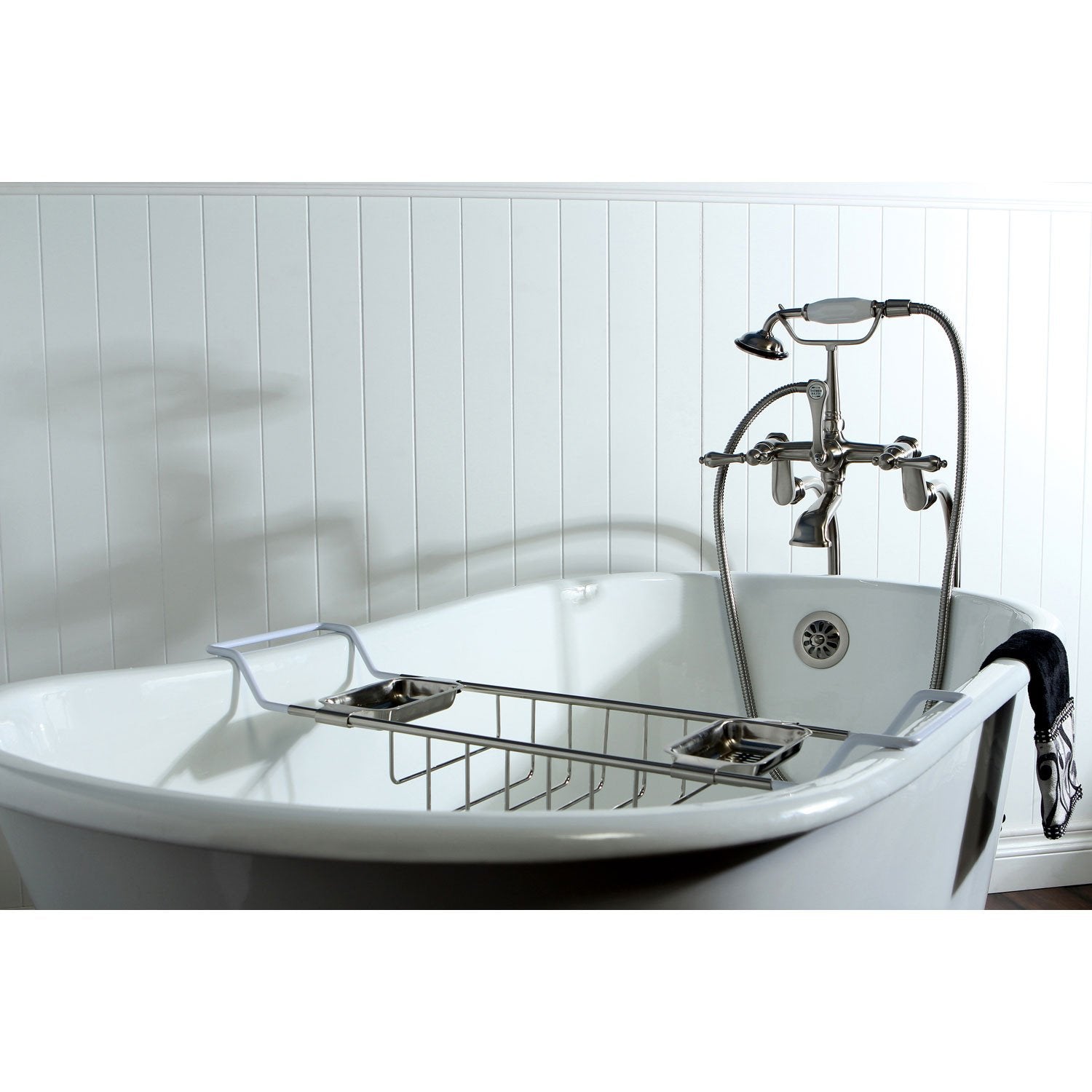 53" Clawfoot Tub with Freestanding Satin Nickel Faucet & Hardware Package CTP31