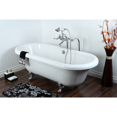 67" Acrylic Clawfoot Tub w Freestanding Chrome Tub Filler Hardware Package CTP53