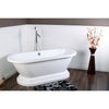 67" Modern Acrylic Pedestal Tub with Chrome Floor Mount Tub Filler & Drain CTP58