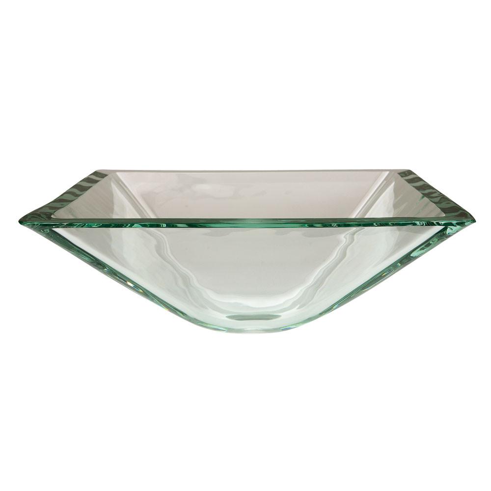 Crystal Clear Glass Vessel Bathroom Sink without Overflow Hole CV1616VCC