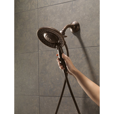 Delta Venetian Bronze Addison Shower Control with Valve, Shower Arm, Shower Flange, and In2ition 5-Setting Two-in-One Hand Shower Package D082CR
