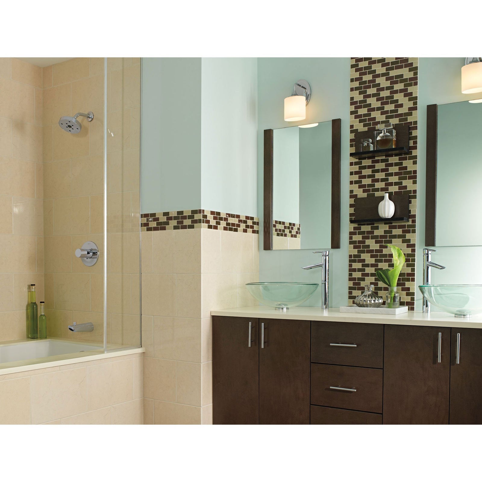 Delta Compel QUANTITY (2) Modern Single Hole Vessel Sink Faucets, One Handle Tub and Shower Combination Faucet INCLUDES Rough-in Valve Package D087CR