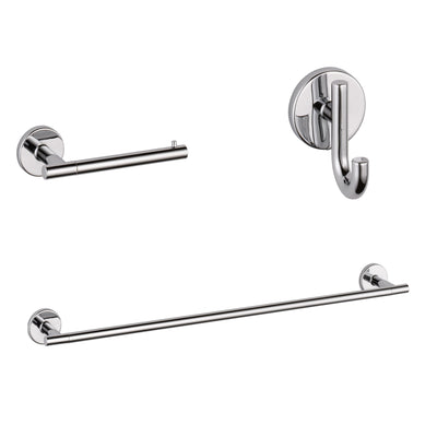 Delta Trinsic Chrome BASICS Bathroom Accessory Set Includes: 24" Towel Bar, Toilet Paper Holder, and Robe Hook D10001AP