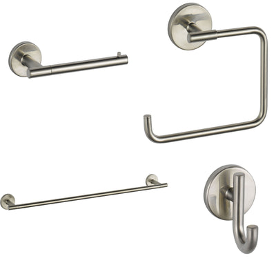 Delta Trinsic Stainless Steel Finish STANDARD Bathroom Accessory Set Includes: 24" Towel Bar, Toilet Paper Holder, Robe Hook, and Towel Ring D10005AP