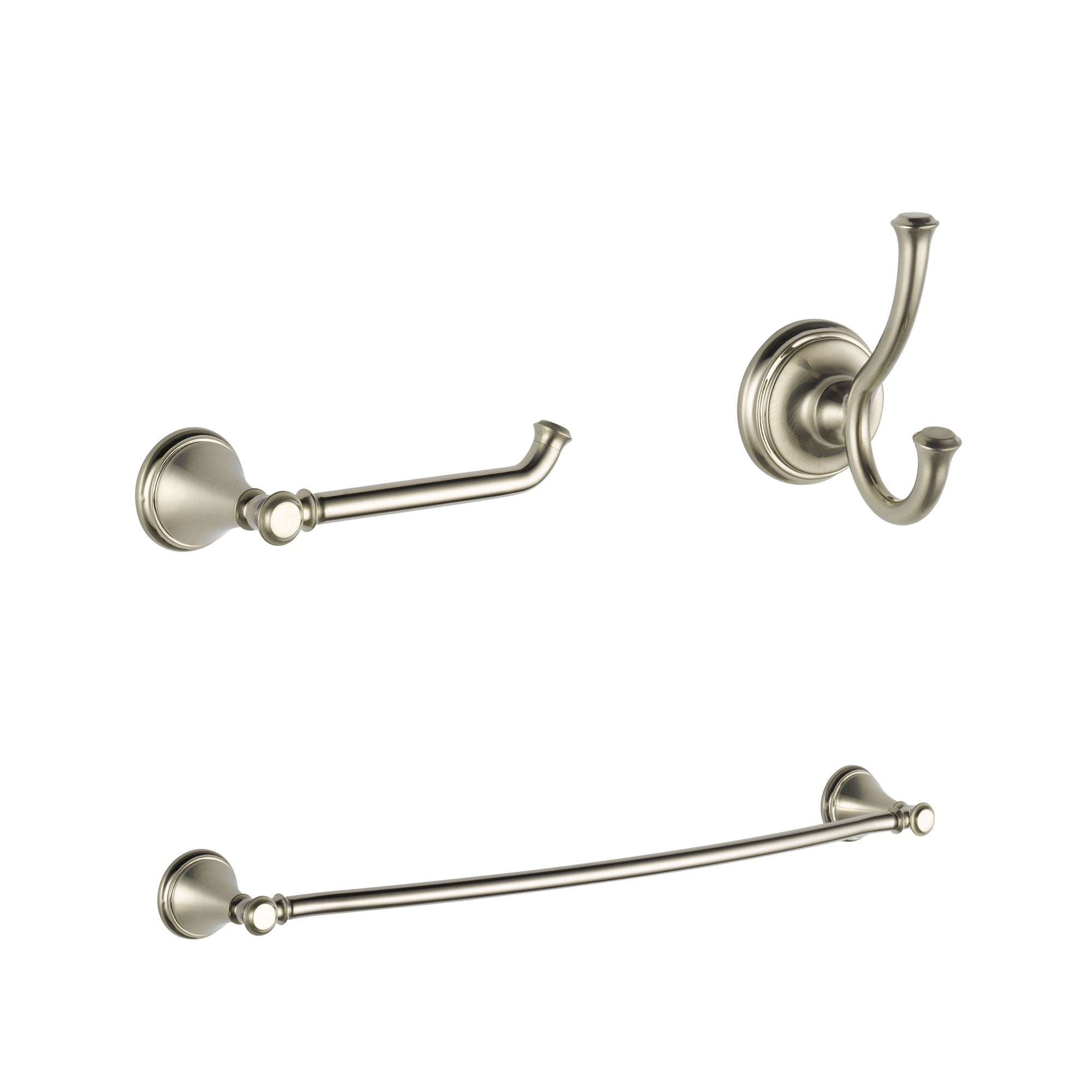 Delta Cassidy Stainless Steel Finish BASICS Bathroom Accessory Set Includes: 24" Towel Bar, Toilet Paper Holder, and Robe Hook D10019AP