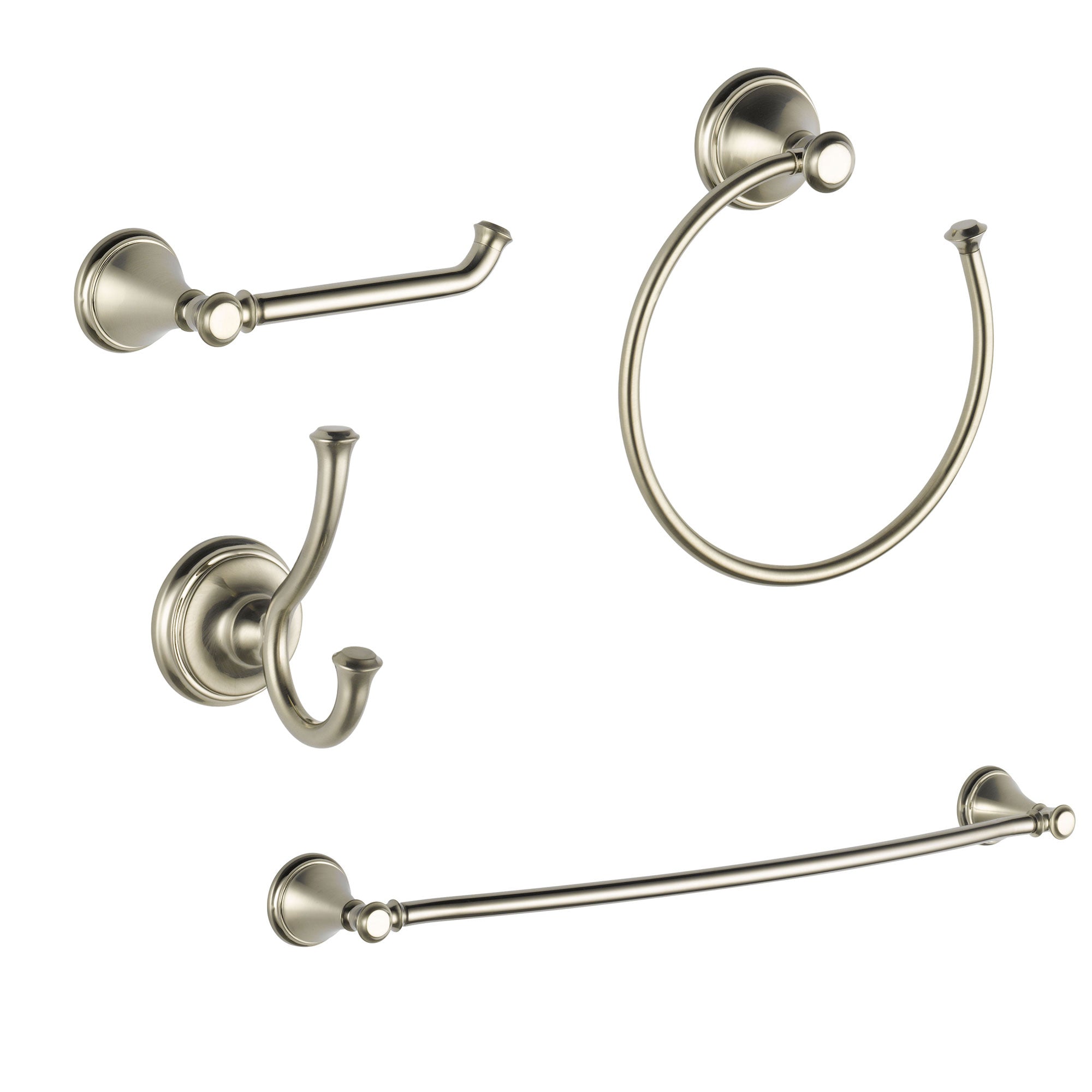 Delta Cassidy Stainless Steel Finish STANDARD Bathroom Accessory Set Includes: 24" Towel Bar, Toilet Paper Holder, Robe Hook, and Towel Ring D10020AP
