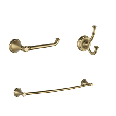 Delta Cassidy Champagne Bronze BASICS Bathroom Accessory Set Includes: 24" Towel Bar, Toilet Paper Holder, and Robe Hook D10025AP