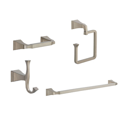 Delta Dryden Stainless Steel Finish STANDARD Bathroom Accessory Set Includes: 24" Towel Bar, Toilet Paper Holder, Robe Hook, and Towel Ring D10035AP