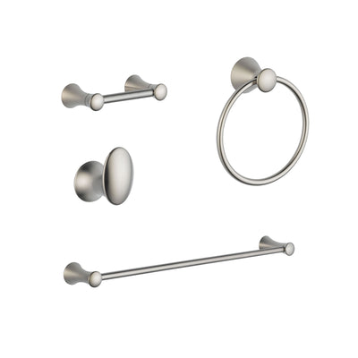 Delta Lahara Stainless Steel Finish DELUXE Bathroom Accessory Set Includes: 24" Towel Bar, Toilet Paper Holder, Robe Hook, and Towel Ring D10049AP