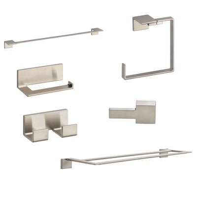 Delta Vero Stainless Steel Finish DELUXE Accessory Set: 24" Single and Double Towel Bar, Paper Holder, Towel Ring, Robe Hook, Tank Lever D10059AP