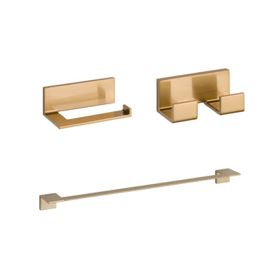 Delta Vero Champagne Bronze BASICS Bathroom Accessory Set Includes: 24" Towel Bar, Toilet Paper Holder, and Double Robe Hook D10060AP