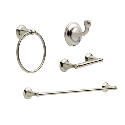 Delta Windemere Stainless Steel Finish DELUXE Accessory Set Includes: 24" Towel Bar, Paper Holder, Robe Hook, & Towel Ring D10068AP