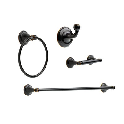 Delta Windemere Oil Rubbed Bronze DELUXE Accessory Set Includes: 24" Towel Bar, Paper Holder, Robe Hook, & Towel Ring D10070AP
