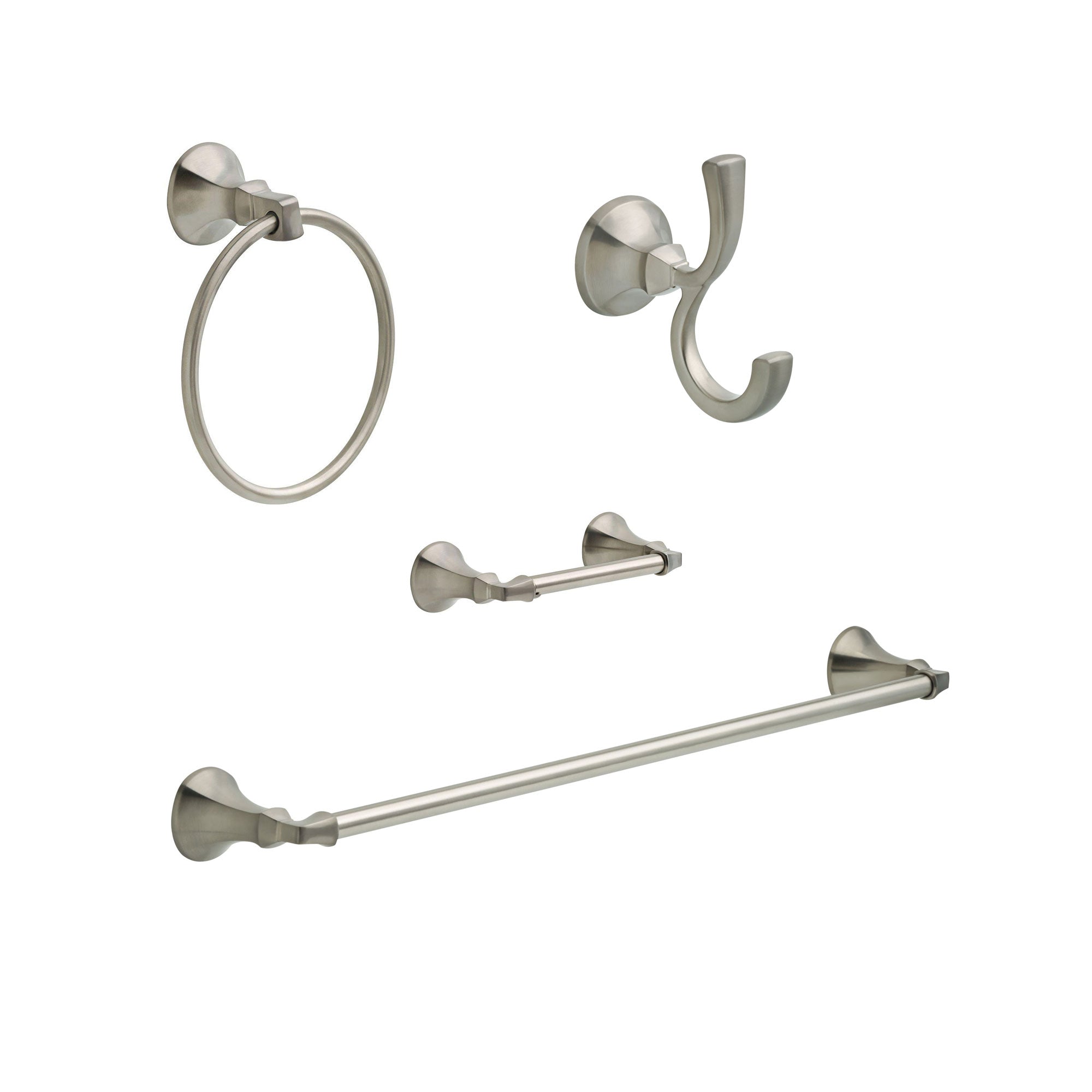 Delta Ashlyn Stainless Steel Finish STANDARD Bathroom Accessory Set Includes: 24" Towel Bar, Toilet Paper Holder, Robe Hook, and Towel Ring D10085AP