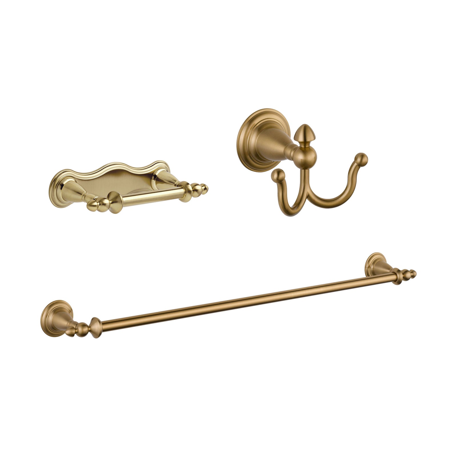Delta Victorian Champage Bronze BASICS Bathroom Accessory Set Includes: 24" Towel Bar, Toilet Paper Holder, and Robe Hook D10091AP