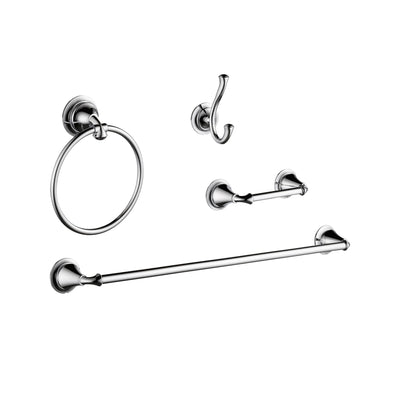 Delta Linden Chrome STANDARD Bathroom Accessory Set Includes: 24" Towel Bar, Toilet Paper Holder, Robe Hook, and Towel Ring D10101AP